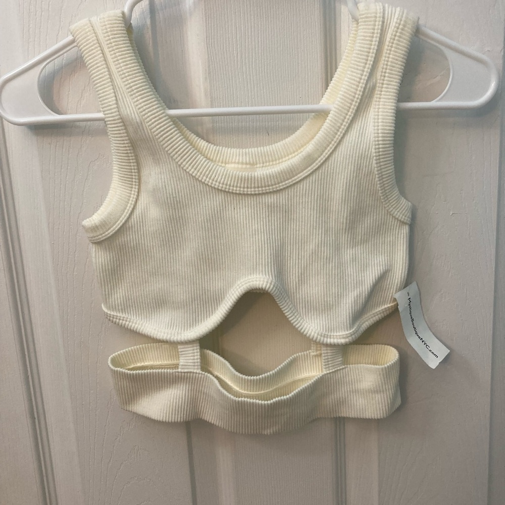 White Ribbed Crop Top